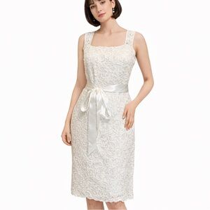 Frank Lyman Dress/Formal holiday dress/off white/courthouse wedding dress/ sz 8